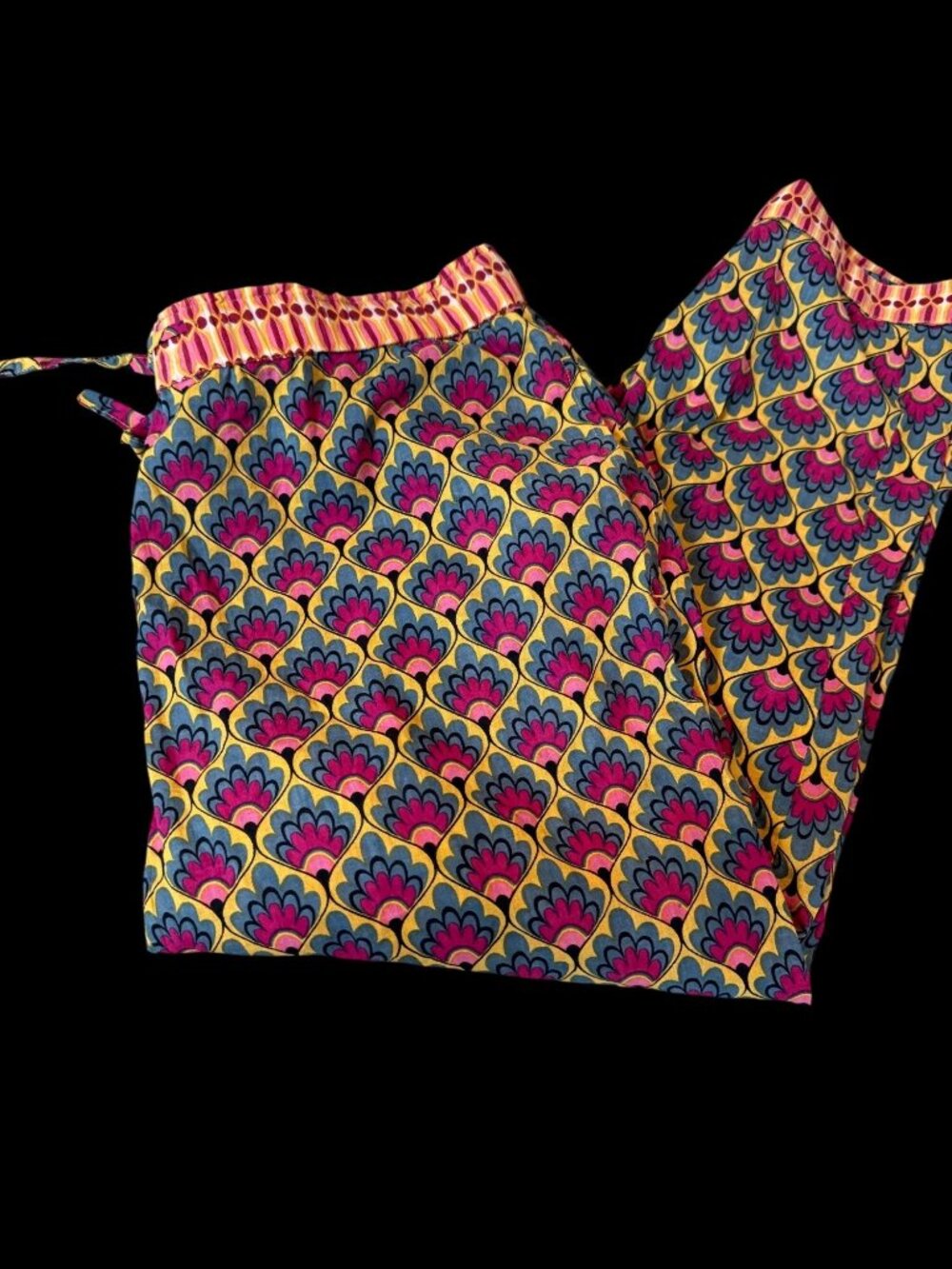 Sundance Womens M Multicolor Cropped 100% Cotton Boho Pajama Pants lounge comfy